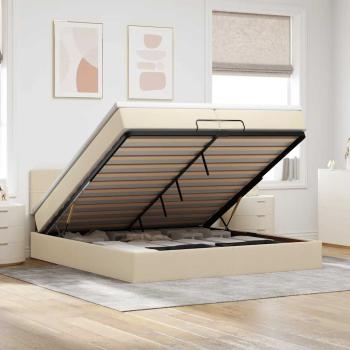 ARDEBO.de - Ottoman-Bett mit Matratzen Creme 200x200 cm Stoff
