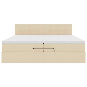 Ottoman-Bett mit Matratzen Creme 200x200 cm Stoff