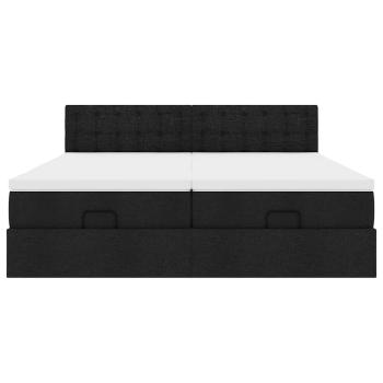 Ottoman-Bett mit Matratzen Schwarz 200x200 cm Stoff