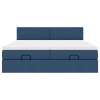 Ottoman-Bett mit Matratzen Blau 200x200 cm Stoff