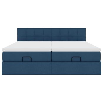 Ottoman-Bett mit Matratzen Blau 200x200 cm Stoff