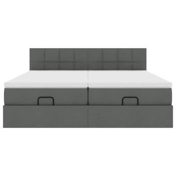Ottoman-Bett mit Matratzen Dunkelgrau 160x200 cm Stoff