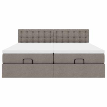 Ottoman-Bett mit Matratzen Taupe 180x200 cm Stoff
