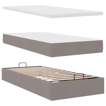ARDEBO.de - Ottoman-Bett mit Matratzen Taupe 200x200 cm Stoff