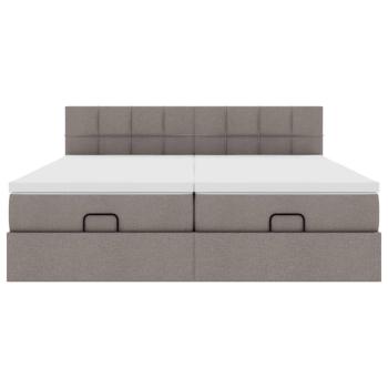 Ottoman-Bett mit Matratzen Taupe 200x200 cm Stoff
