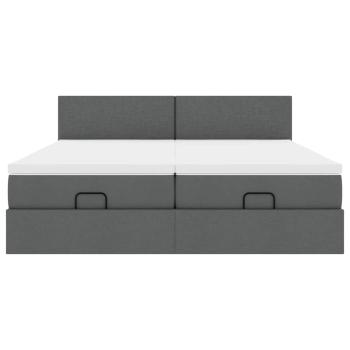 Ottoman-Bett mit Matratzen Dunkelgrau 180x200 cm Stoff