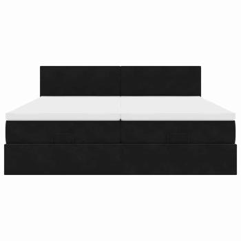 Ottoman-Bett mit Matratzen Schwarz 200x200 cm Samt