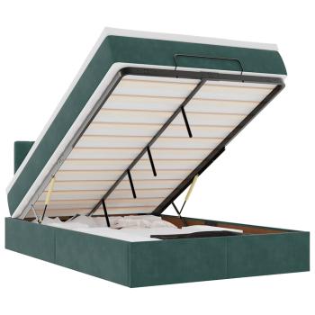 Ottoman-Bett mit Matratze Dunkelgrün 120x190 cm Samt