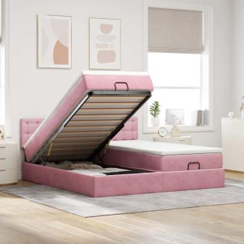 ARDEBO.de - Ottoman-Bett mit Matratzen Rosa 200x200 cm Samt