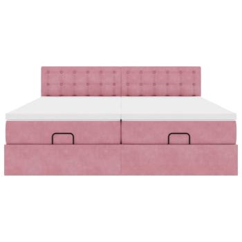 Ottoman-Bett mit Matratzen Rosa 200x200 cm Samt