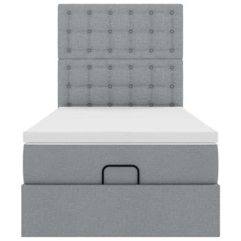 Ottoman-Bett mit Matratze Hellgrau 90x190 cm Stoff