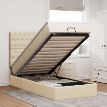 ARDEBO.de - Ottoman-Bett mit Matratze Creme 90x190 cm Stoff