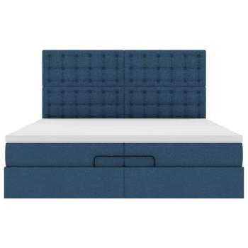 Ottoman-Bett mit Matratzen Blau 200x200 cm Stoff