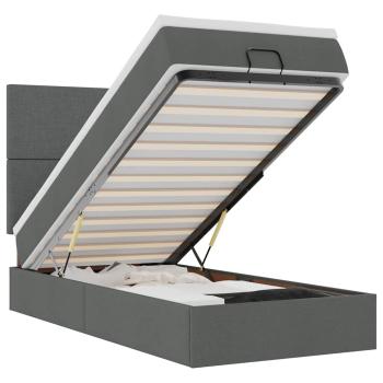 Ottoman-Bett mit Matratze Dunkelgrau 90x200 cm Stoff