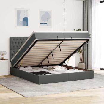 ARDEBO.de - Ottoman-Bett mit Matratzen Dunkelgrau 200x200 cm Stoff