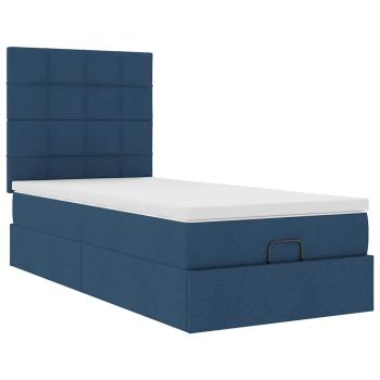 ARDEBO.de - Ottoman-Bett mit Matratze Blau 100x200 cm Stoff