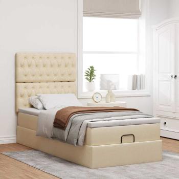 Ottoman-Bett mit Matratze Creme 90x190 cm Stoff