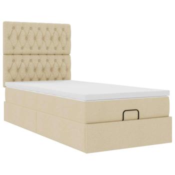 Ottoman-Bett mit Matratze Creme 90x190 cm Stoff