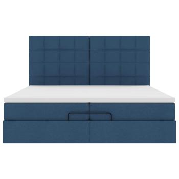 Ottoman-Bett mit Matratzen Blau 200x200 cm Stoff