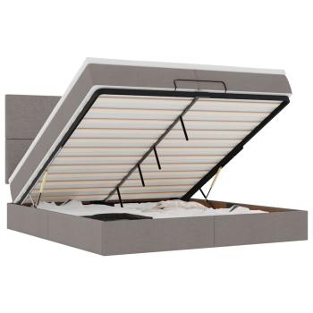 Ottoman-Bett mit Matratzen Taupe 200x200 cm Stoff