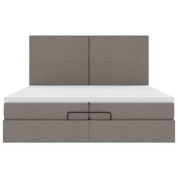 Ottoman-Bett mit Matratzen Taupe 200x200 cm Stoff