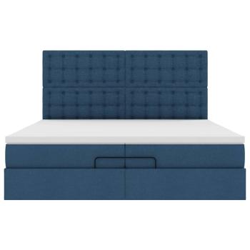 Ottoman-Bett mit Matratzen Blau 200x200 cm Stoff