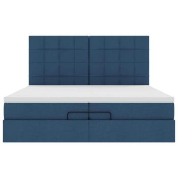 Ottoman-Bett mit Matratzen Blau 200x200 cm Stoff