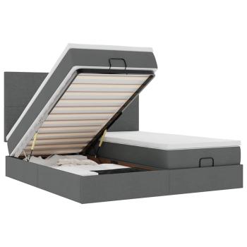 Ottoman-Bett mit Matratzen Dunkelgrau 200x200 cm Stoff