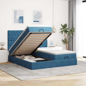 ARDEBO.de - Ottoman-Bett mit Matratzen Dunkelblau 180x200 cm Samt