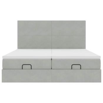 Ottoman-Bett mit Matratzen Hellgrau 180x200 cm Samt