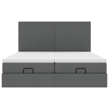 Ottoman-Bett mit Matratzen Dunkelgrau 180x200 cm Stoff