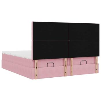 ARDEBO.de - Ottoman-Bett mit Matratzen Rosa 200x200 cm Samt