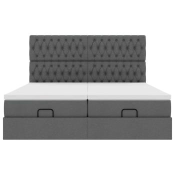 Ottoman-Bett mit Matratzen Dunkelgrau 180x200 cm Stoff