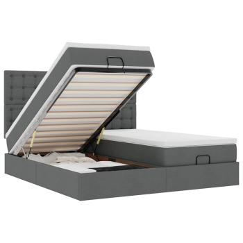 Ottoman-Bett mit Matratzen Dunkelgrau 200x200 cm Stoff