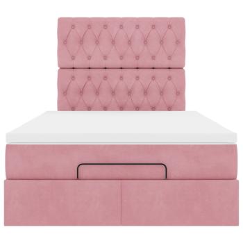 Ottoman-Bett mit Matratzen Rosa 120x190 cm Samt
