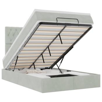 Ottoman-Bett mit Matratzen Hellgrau 120x190 cm Samt