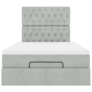 Ottoman-Bett mit Matratzen Hellgrau 120x190 cm Samt