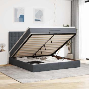 ARDEBO.de - Ottoman-Bett mit Matratzen Dunkelgrau 180x200 cm Samt