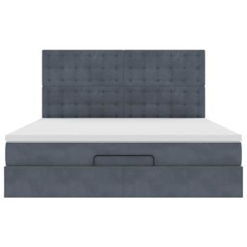 Ottoman-Bett mit Matratzen Dunkelgrau 180x200 cm Samt