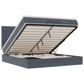 Ottoman-Bett mit Matratzen Dunkelgrau 180x200 cm Samt