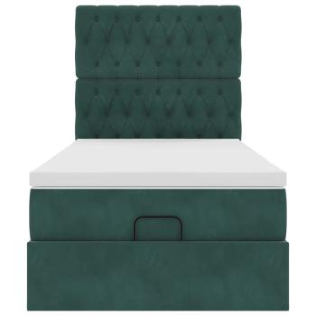 Ottoman-Bett mit Matratzen Dunkelgrün 90x200 cm Samt