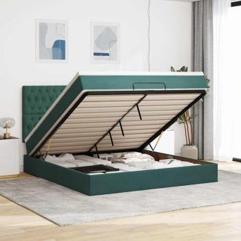 ARDEBO.de - Ottoman-Bett mit Matratzen Dunkelgrün 180x200 cm Samt