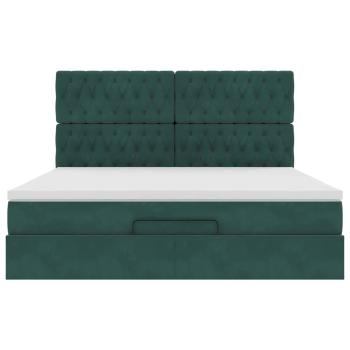 Ottoman-Bett mit Matratzen Dunkelgrün 180x200 cm Samt