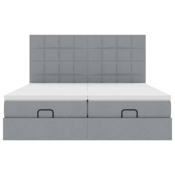 Ottoman-Bett mit Matratzen Hellgrau 160x200 cm Stoff