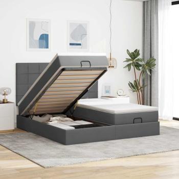 ARDEBO.de - Ottoman-Bett mit Matratzen Dunkelgrau 180x200 cm Stoff