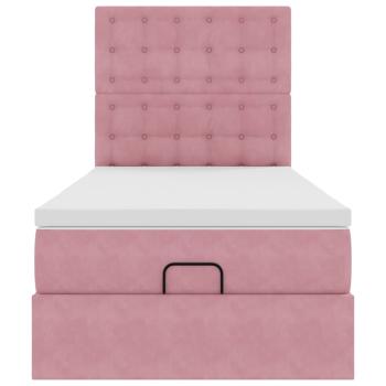 Ottoman-Bett mit Matratzen Rosa 90x190 cm Samt