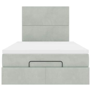Ottoman-Bett mit Matratzen Hellgrau 120x190 cm Samt