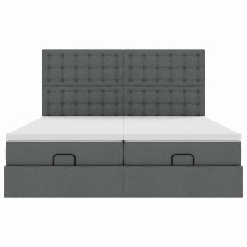 Ottoman-Bett mit Matratzen Dunkelgrau 160x200 cm Stoff