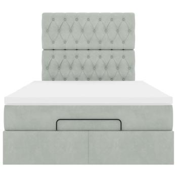 Ottoman-Bett mit Matratzen Hellgrau 120x190 cm Samt