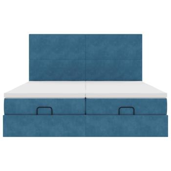 Ottoman-Bett mit Matratzen Dunkelblau 160x200 cm Samt